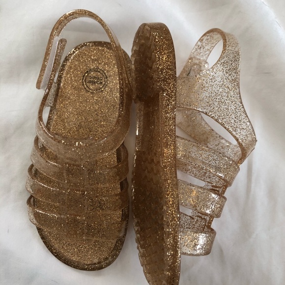 Gold sparkly jelly sandals size 6 - Picture 2 of 3